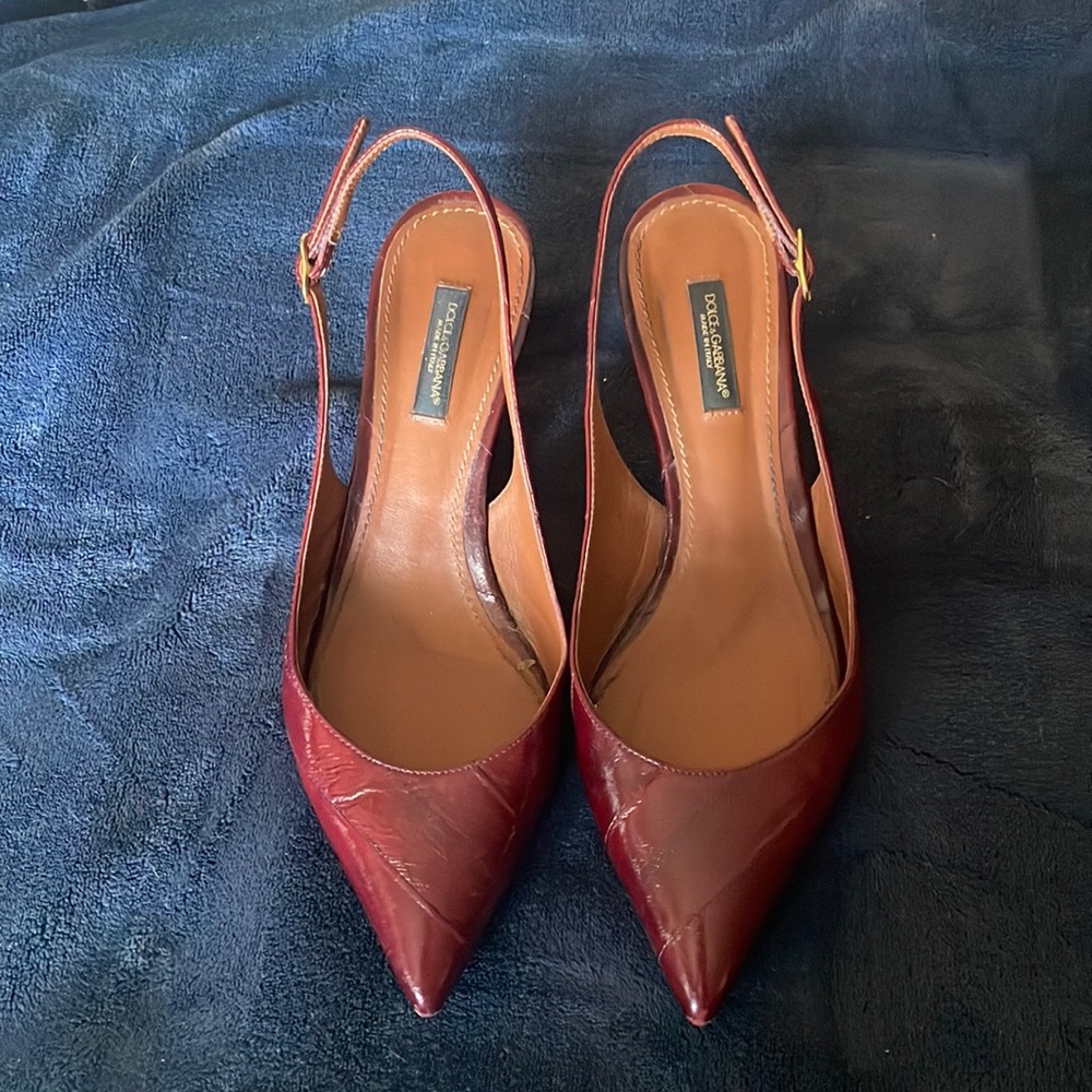 DOLCE & GABBANA Red Lori slingback pumps sz 37.5